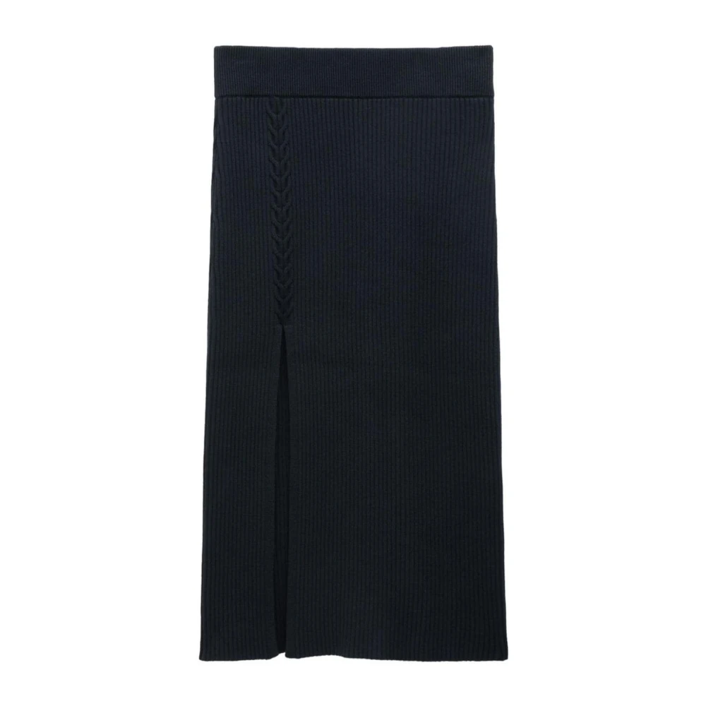 Filippa K Women's Black Midi Skirts, M, Ribbed Knit Midi Skirt