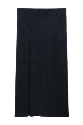 Ribbed Knit Midi Skirt