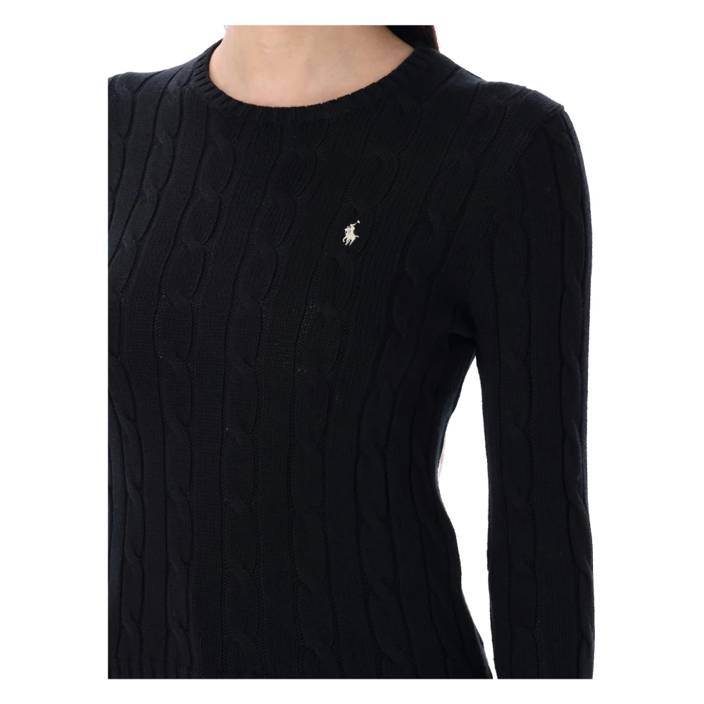 Ralph Lauren Kabelgebreide trui met ronde hals Black Dames