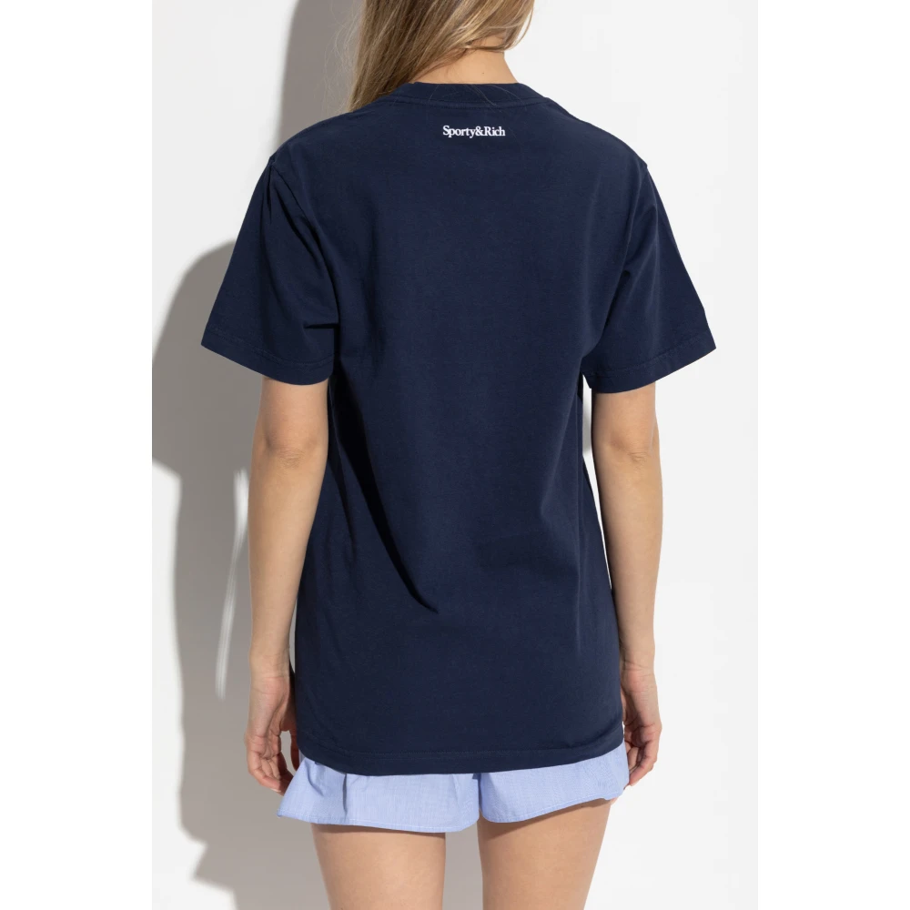 Sporty & Rich T-shirt met logo Blue Dames