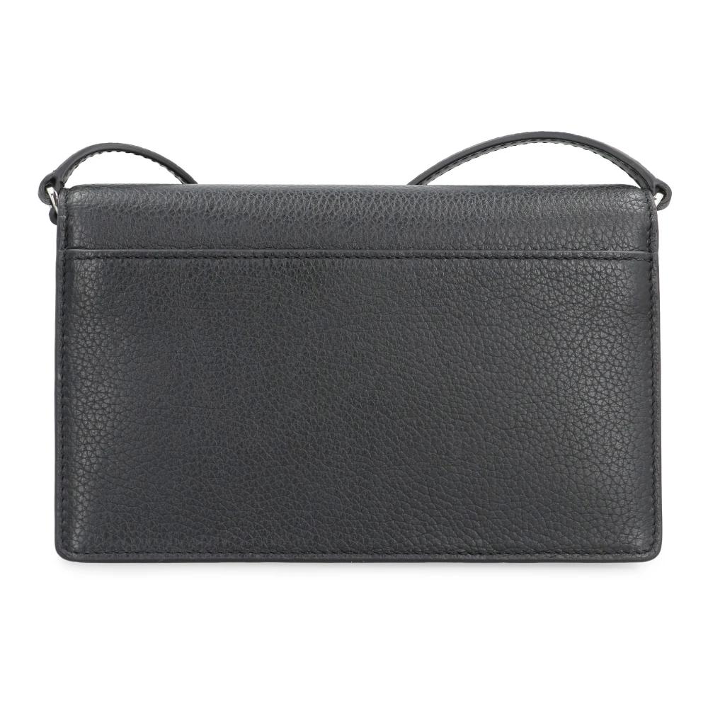 Michael Kors Leren Crossbody Tas met Klep Sluiting Black Dames