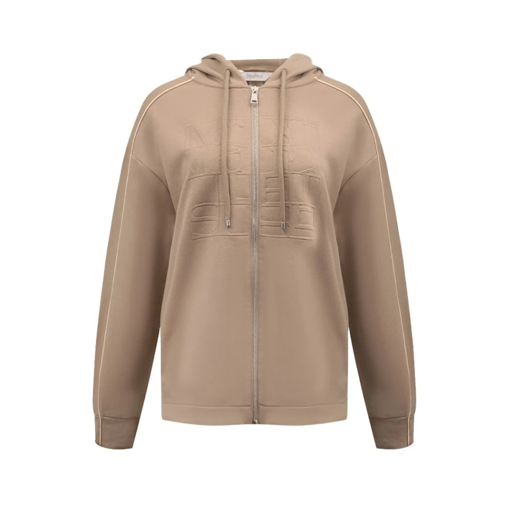 Max Mara Sportieve Stijl Jas met Logo In reliëf Brown Dames