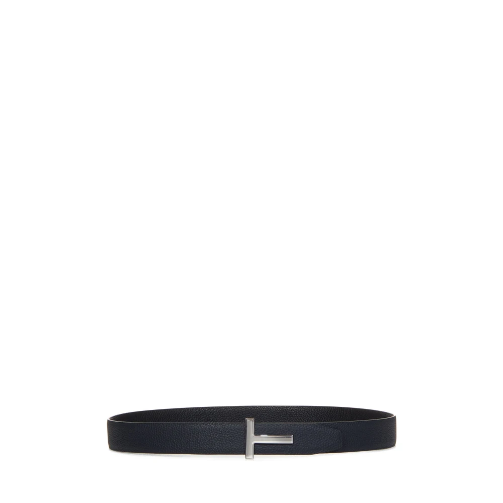 Tom Ford Mannelijk Blauw Accessoires Heren, 110 Cm, Leer, E Omkeerbare T-Gesp Leren Riem