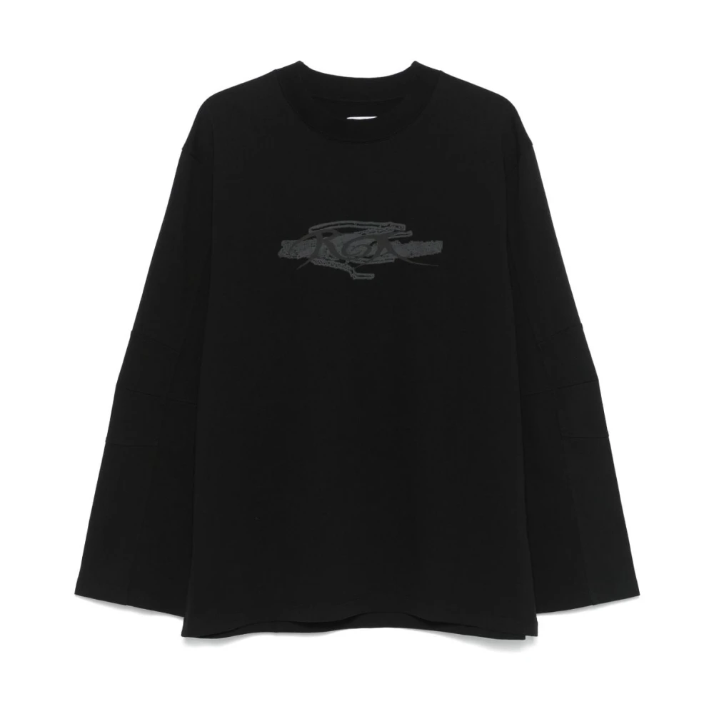 ROA Zwarte Lichtgewicht Trui met Logo Print Black Heren
