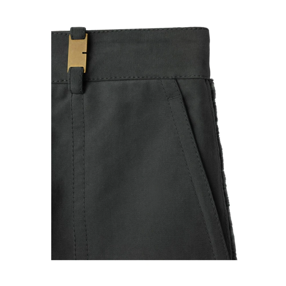 Burberry Donkergrijze Katoenen Twill Wijde Pijp Broek Gray Dames