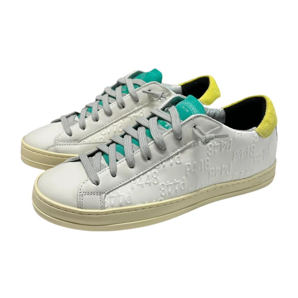 P448 Leren sneaker met suède inzetstukken rubberen zool White Dames