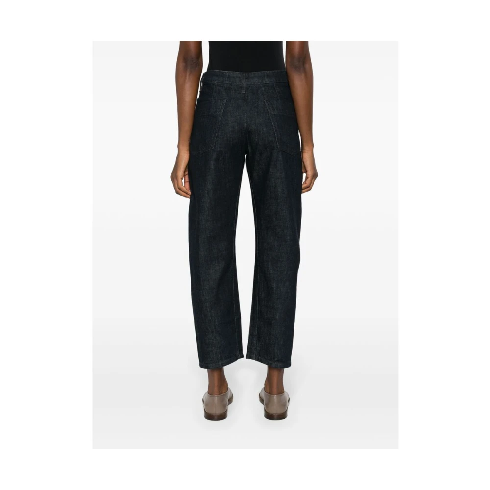 Lemaire Indigo Blauwe Denim Wijde Pijp Broek Blue Dames