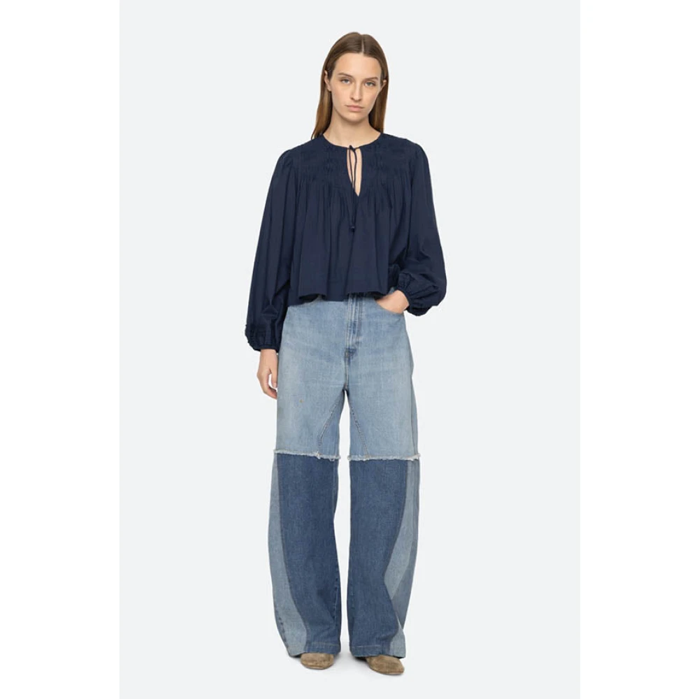 Sea NY Myra Katoenen Top Fladdermouw Blue Dames