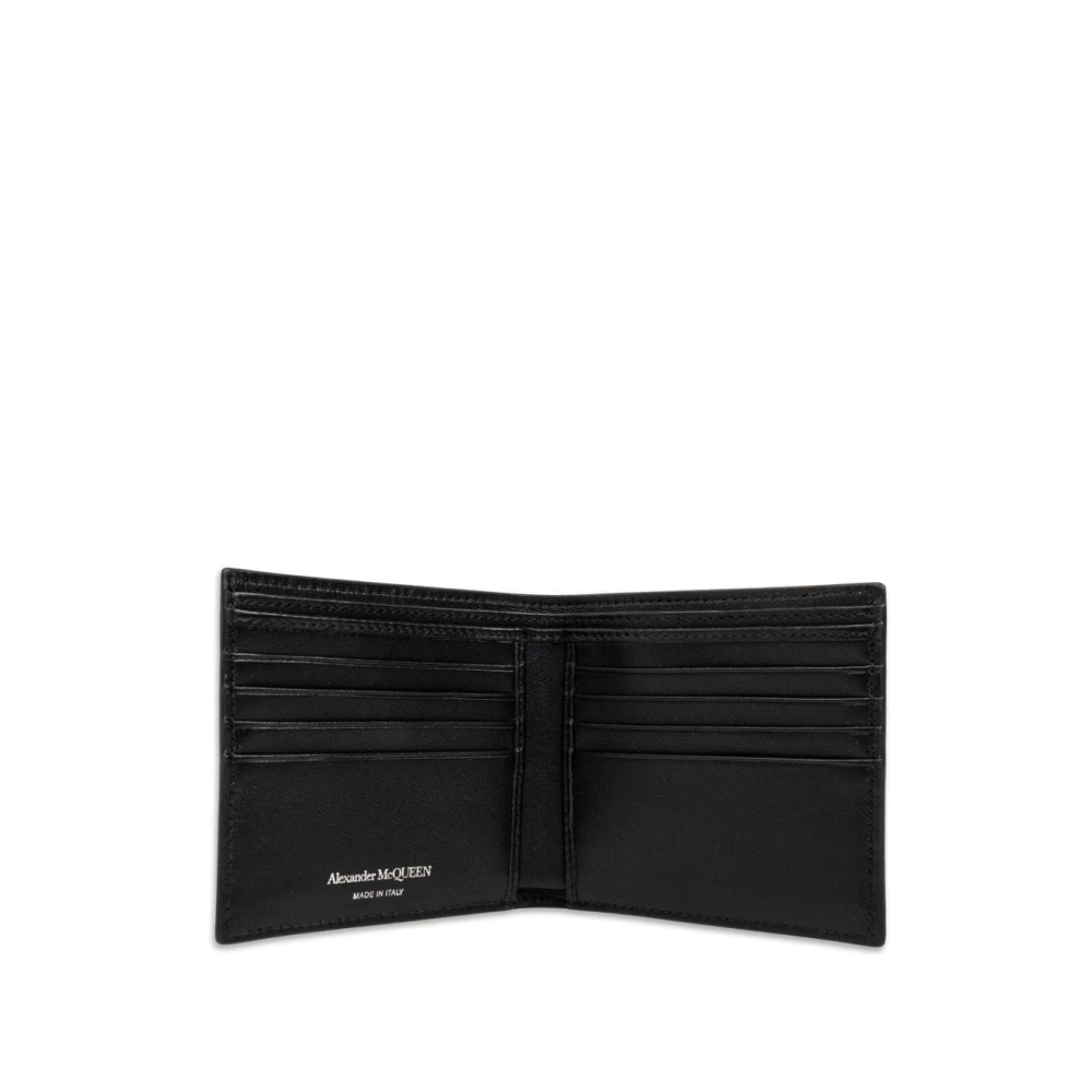 alexander mcqueen Graffiti Print Leren Bi-Fold Portemonnee Beige Heren