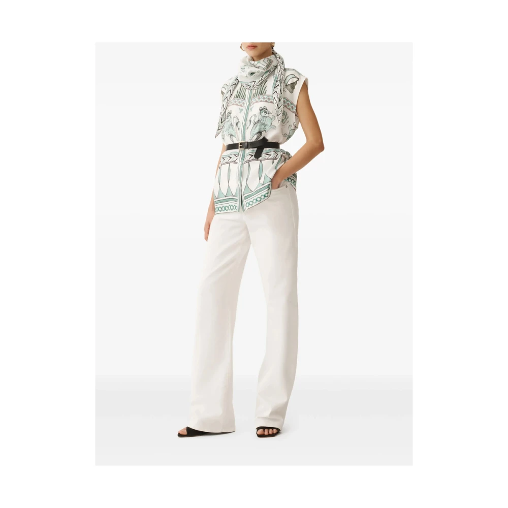 Fabiana Filippi Witte Mouwloze Klassieke Kraag Blouse Multicolor Dames