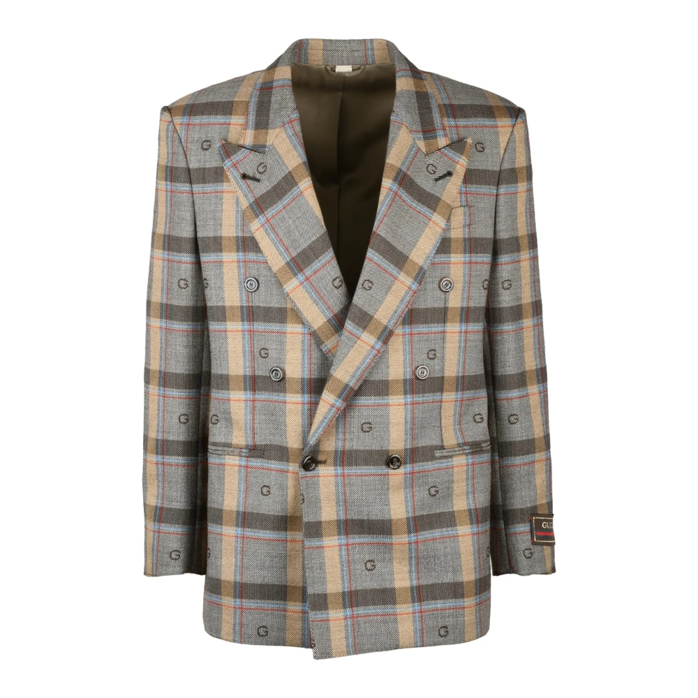 Gucci Multicolor Double-Breasted Wool Jacket- Button Closure - Male - Blazers - L - Jackets