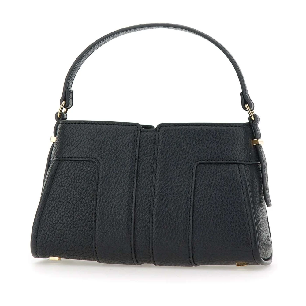 Elisabetta Franchi Zwarte vegan lederen handtas met gouden details Black Dames