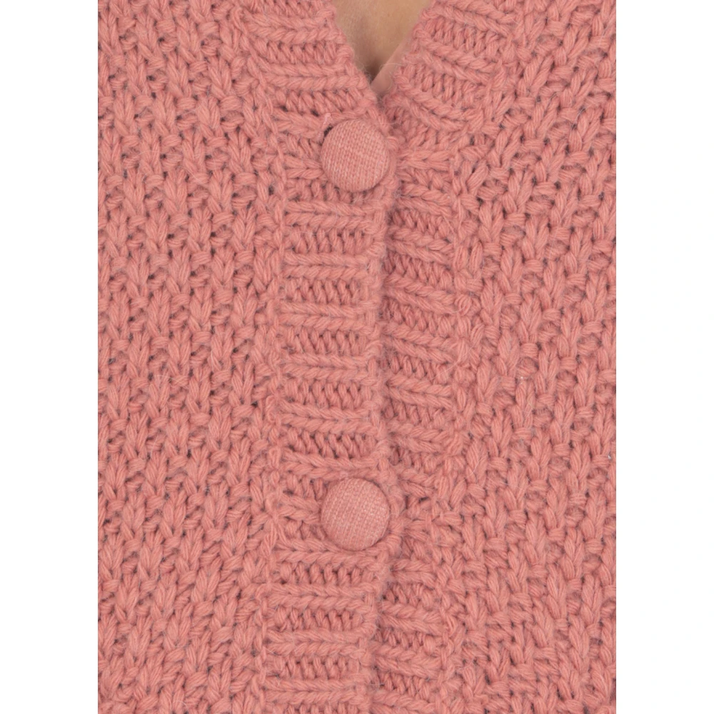 Mar De Margaritas Roze V-Hals Cardigan met Asymmetrische Zoom Pink Dames