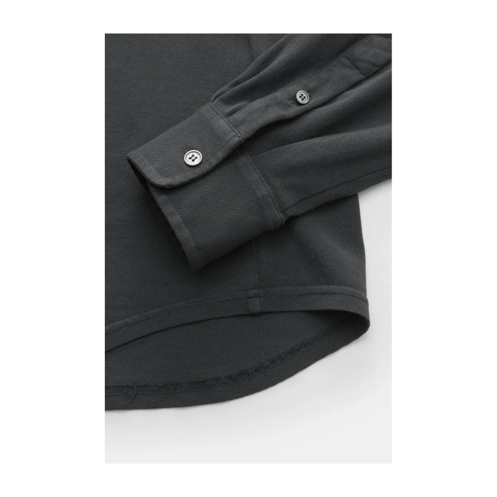 Fedeli Donkergrijze Piqué Shirt Black Heren