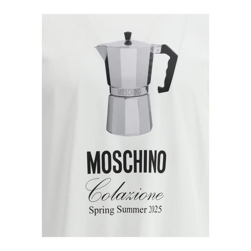 Moschino Koffiepot Print T-Shirt White Heren