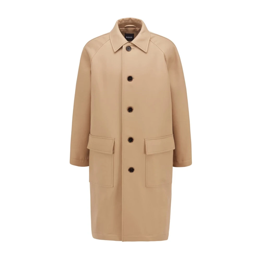 Hugo Boss Beige Katoenen Patch Coat Knoopsluiting Beige Heren