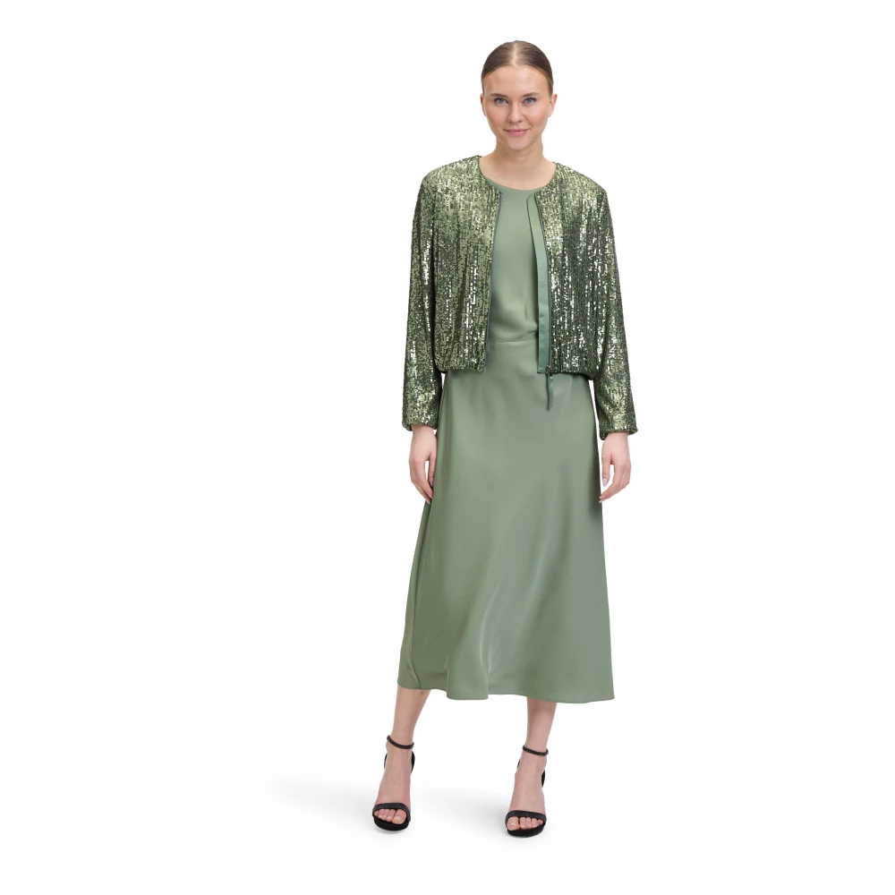 Vera Mont Pailletten Blouson Jas Green Dames
