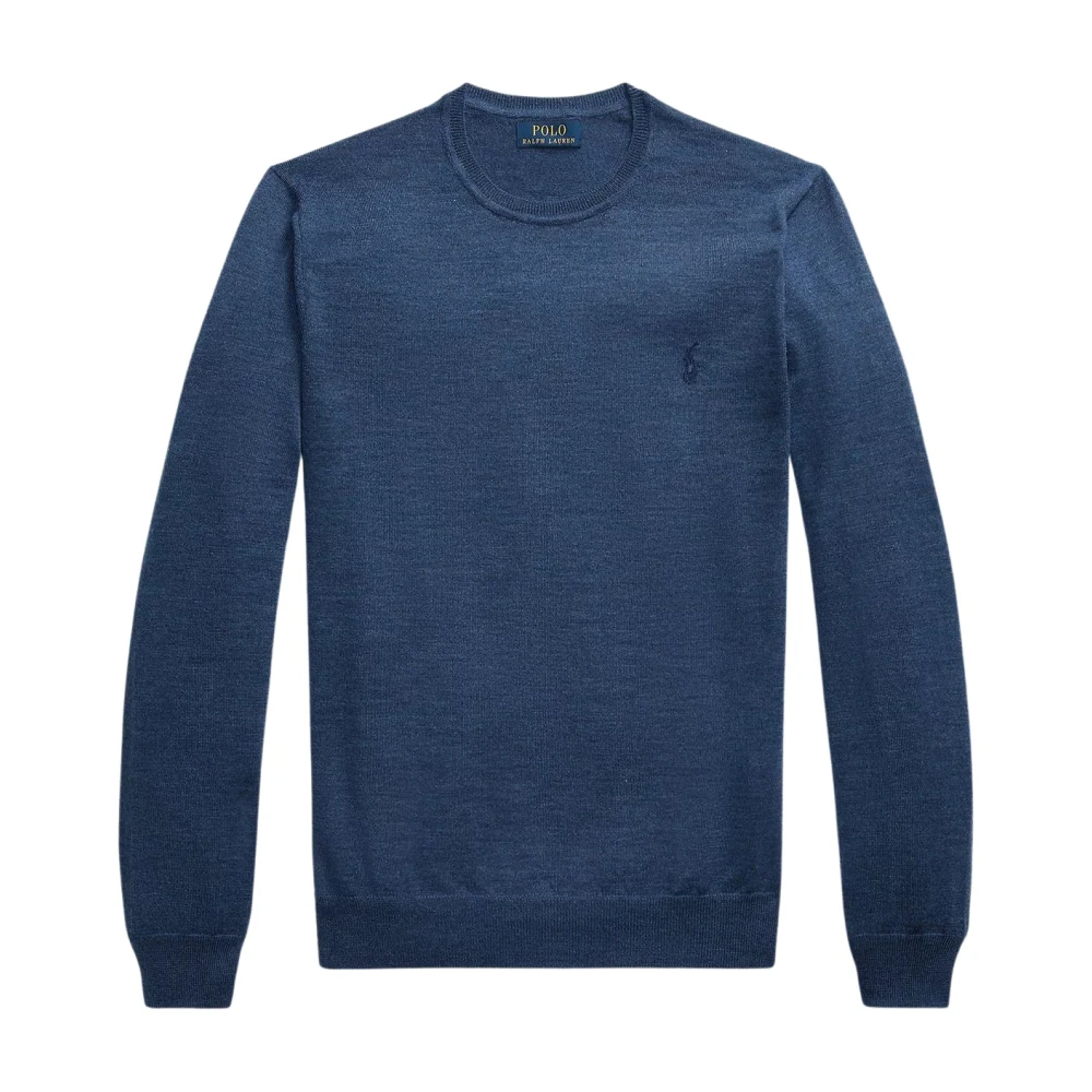 Polo Ralph Lauren Slim-Fit Wasbare Wol Ronde Hals Sweater Blue Heren