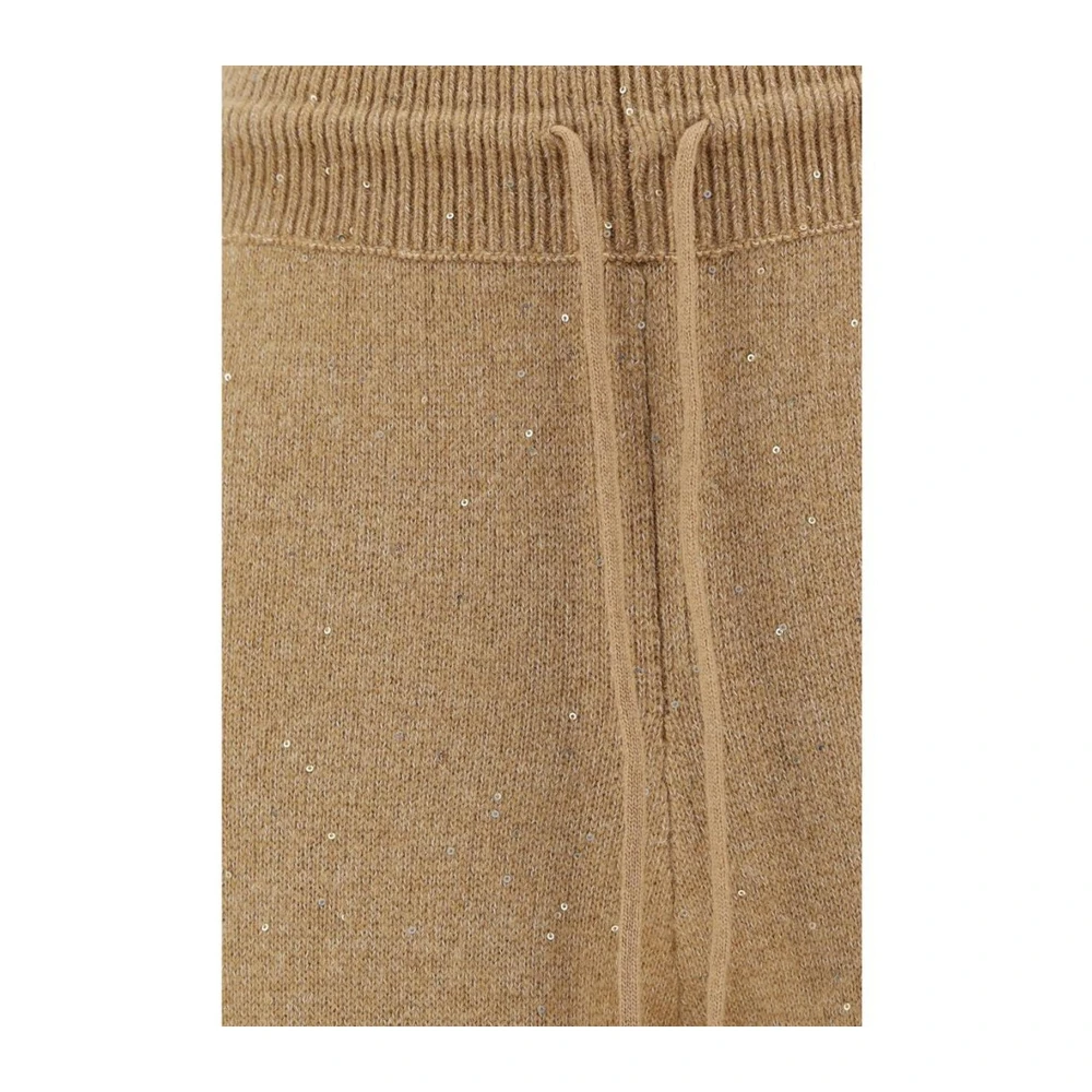 Fabiana Filippi Pailletdetail Jogger Wollen Broek Brown Dames
