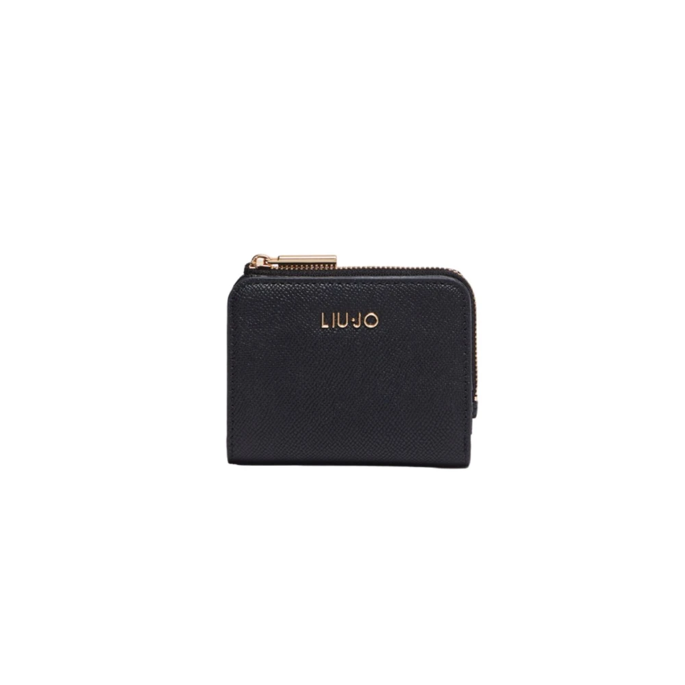 Liu Jo Zwarte Eco Leren Portemonnee met Metalen Logo Black Dames