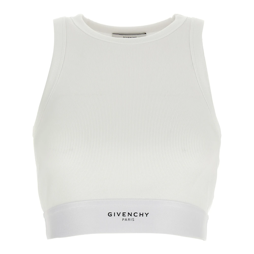 Givenchy Women's White Micro Ribbed Cotton Tank Top - Sleeveless Tops - L - Tops
