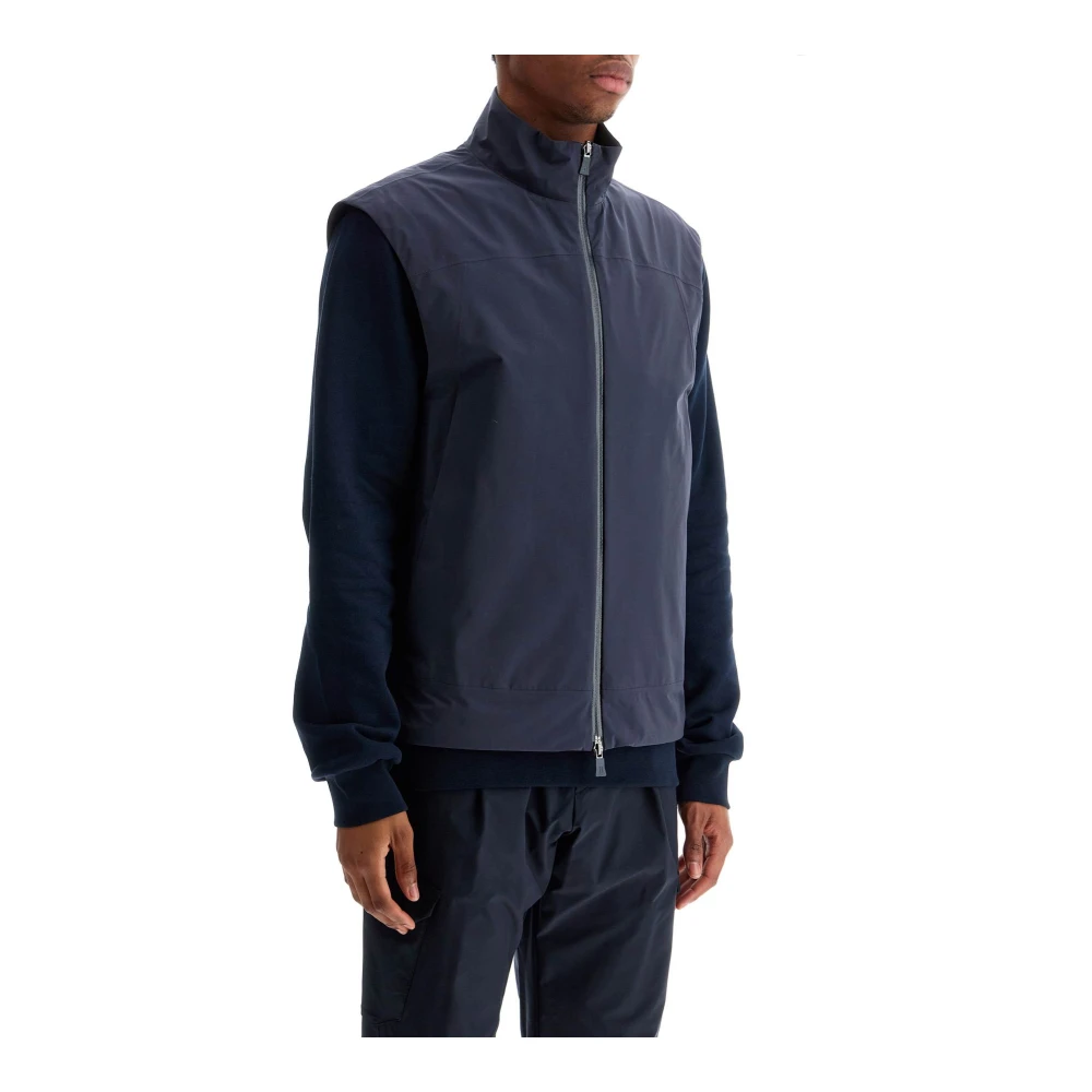 Herno Donker Waterdicht Gilet met Hoge Kraag Blue Heren