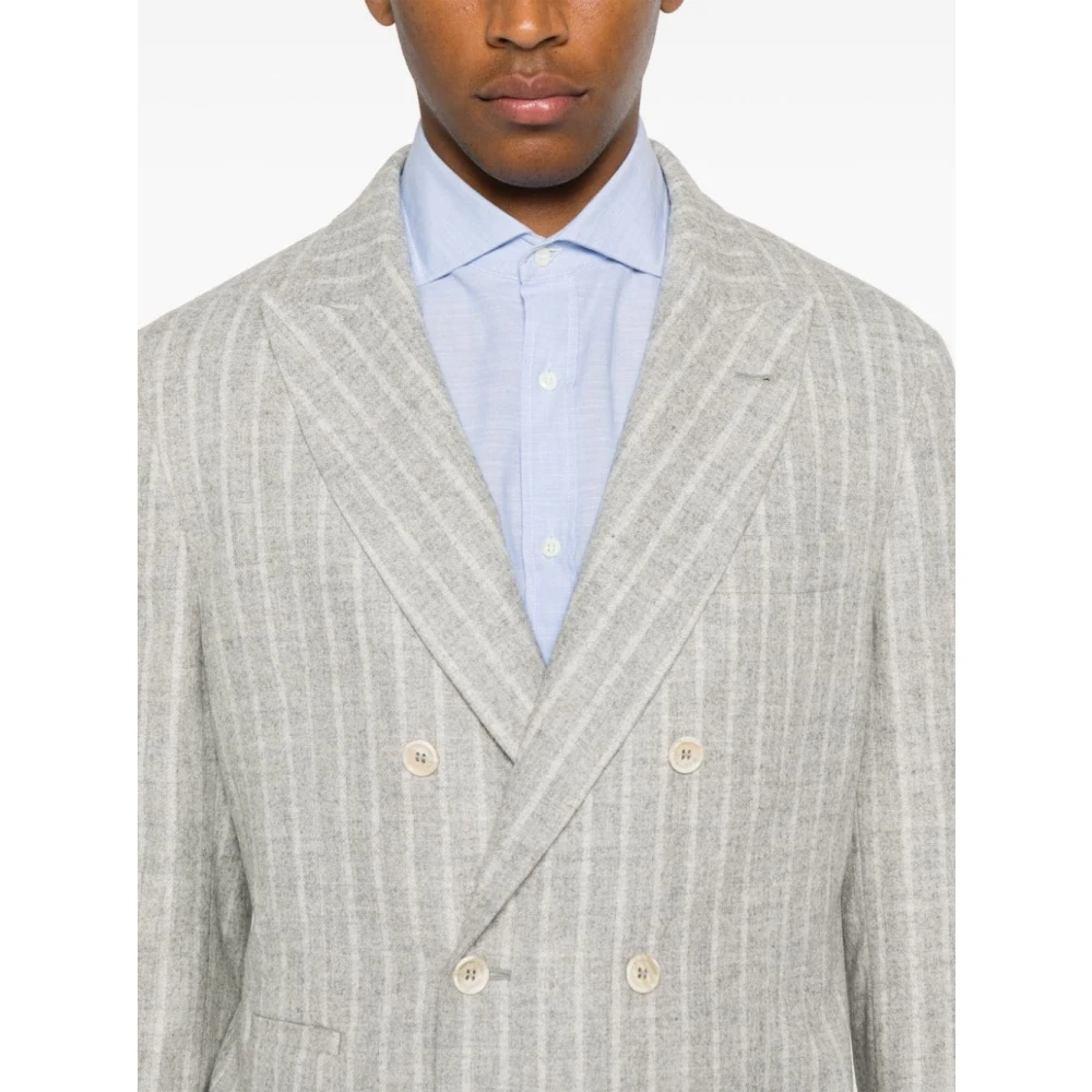 BRUNELLO CUCINELLI Alpaca en wol tweedelig pak Gray Heren