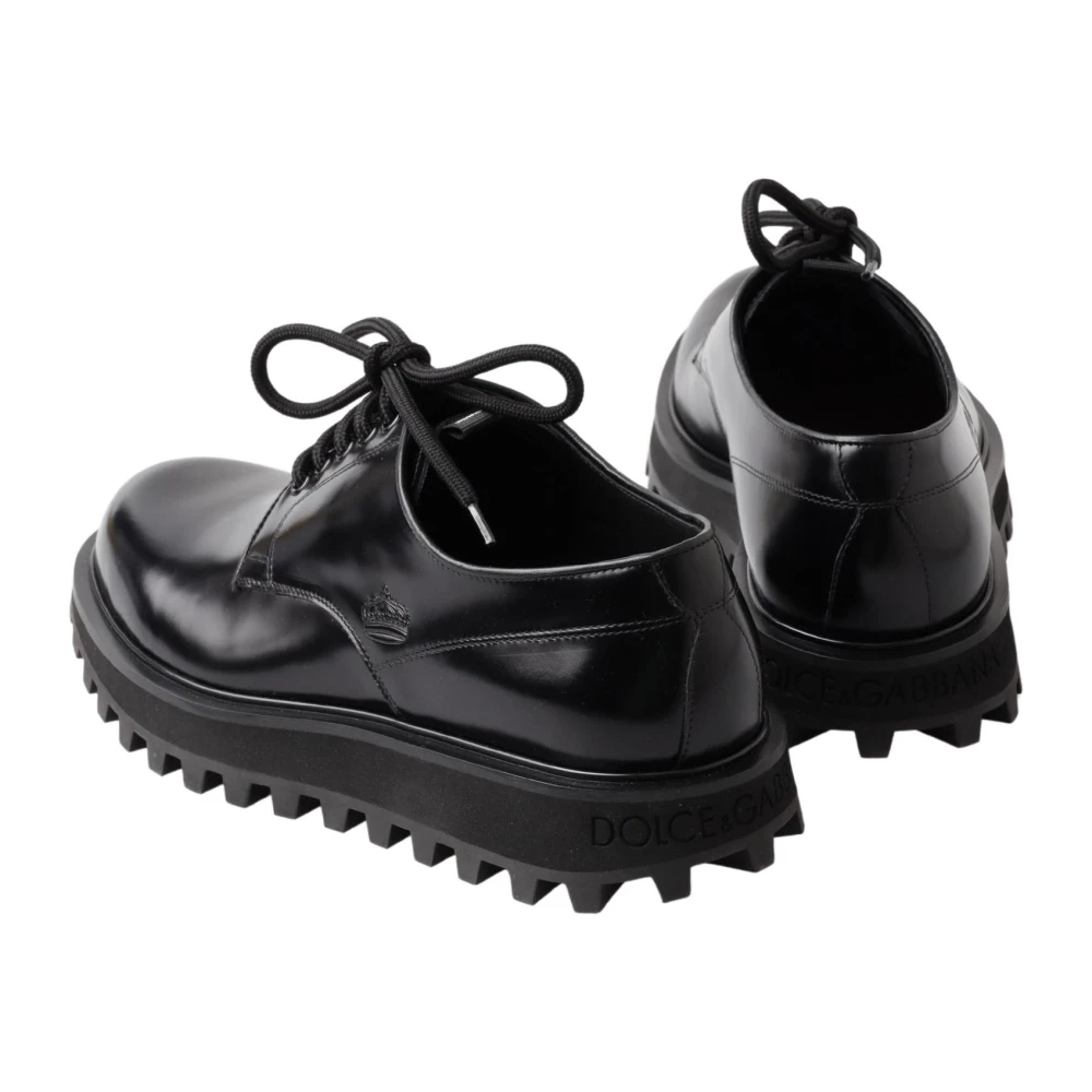 Dolce & Gabbana Zwarte Patent Leren Derby Schoenen Black Heren