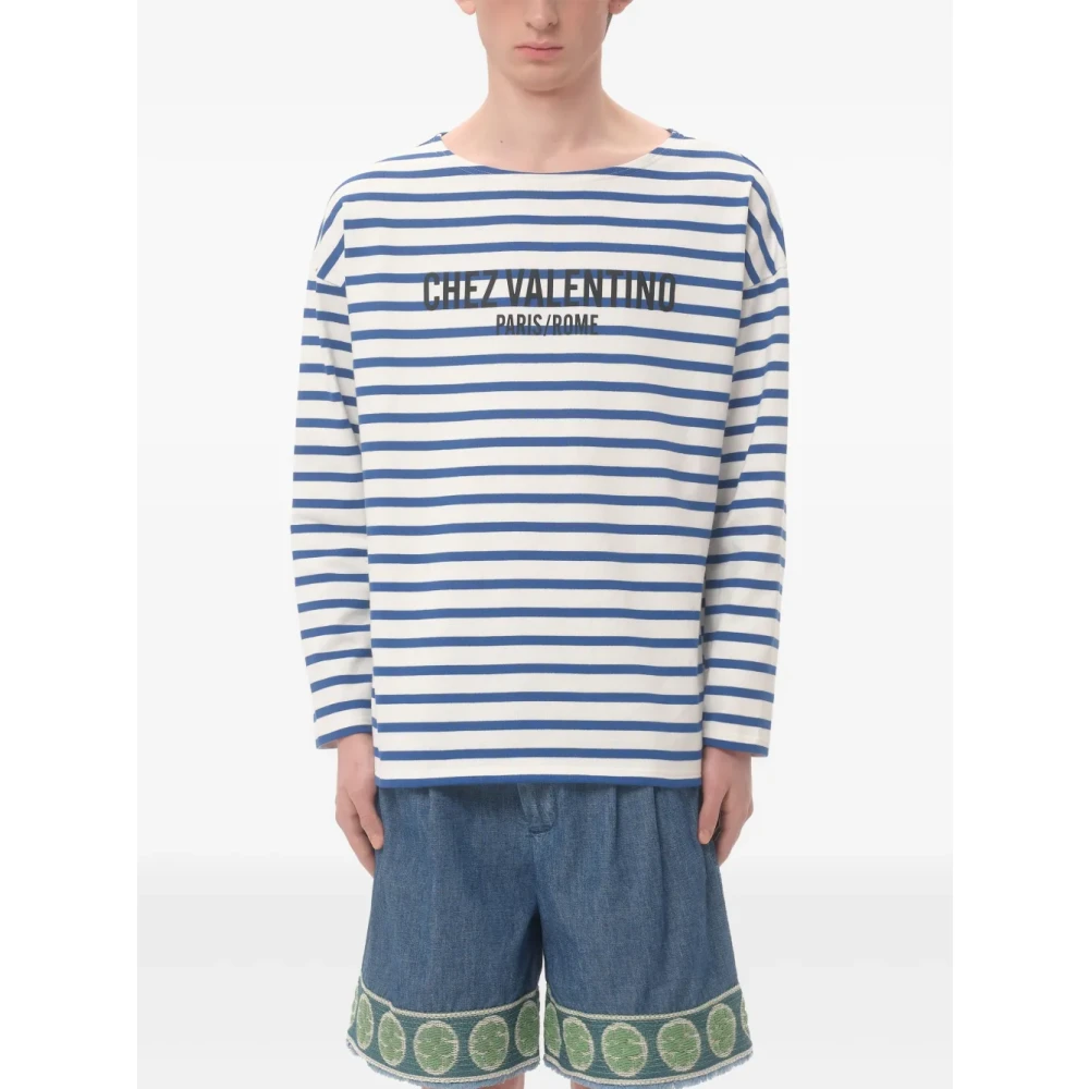 Valentino Garavani Blauwe Chez Valentino Print T-shirts en Polos Blue Heren