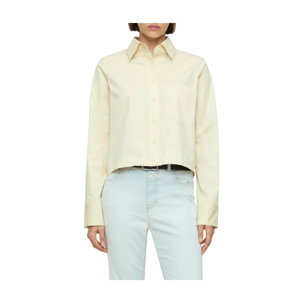 closed Geknipte blouse in katoenen poplin shirt geel Yellow Dames