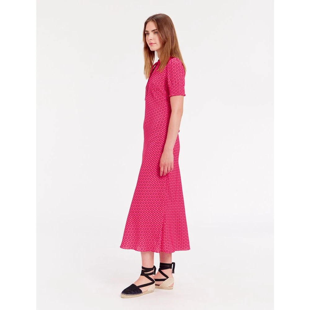 Ines De La Fressange Paris Roze Print Jurk met Druppel Kraag Pink Dames