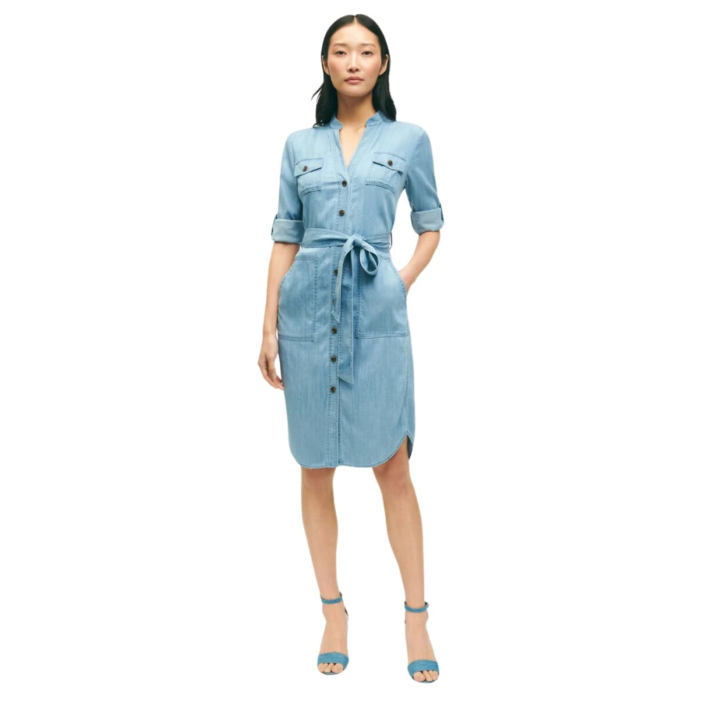 Brooks Brothers Women's Blue Shirt Dresses, Xl, Denim Utility Dress