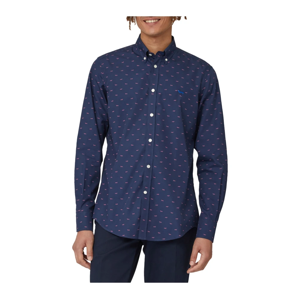 Harmont & Blaine Herenoverhemd met teckel motief Blue Heren