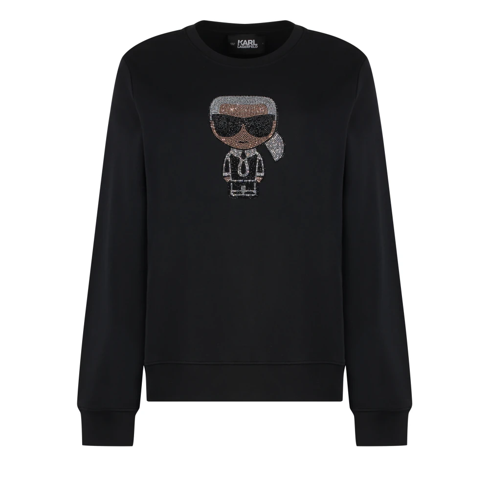 Karl Lagerfeld Katoenen sweatshirt met strasslogo Black Dames