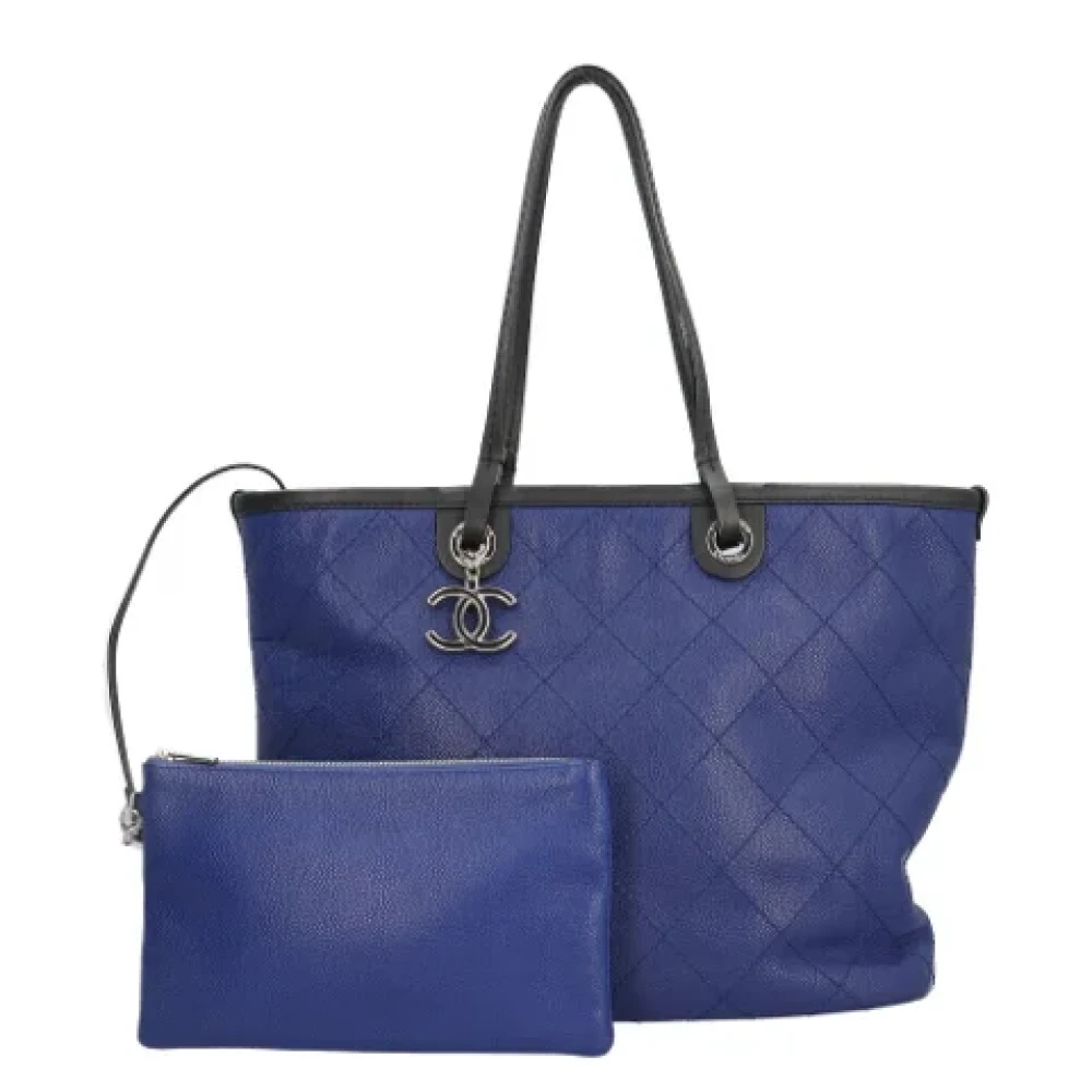 Chanel Vintage Pre-owned Leather totes Blue Dames