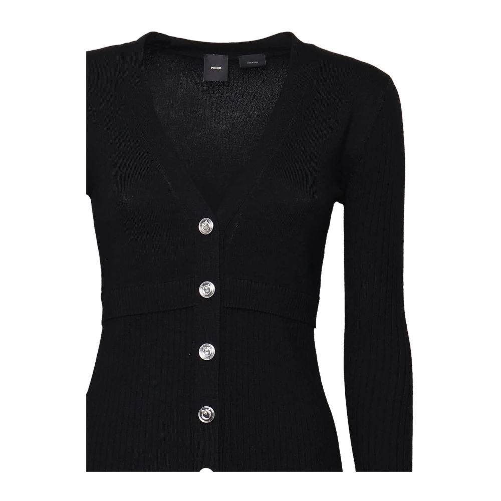 pinko Zwarte Cardigan Jurk met Knoopsluiting Black Dames
