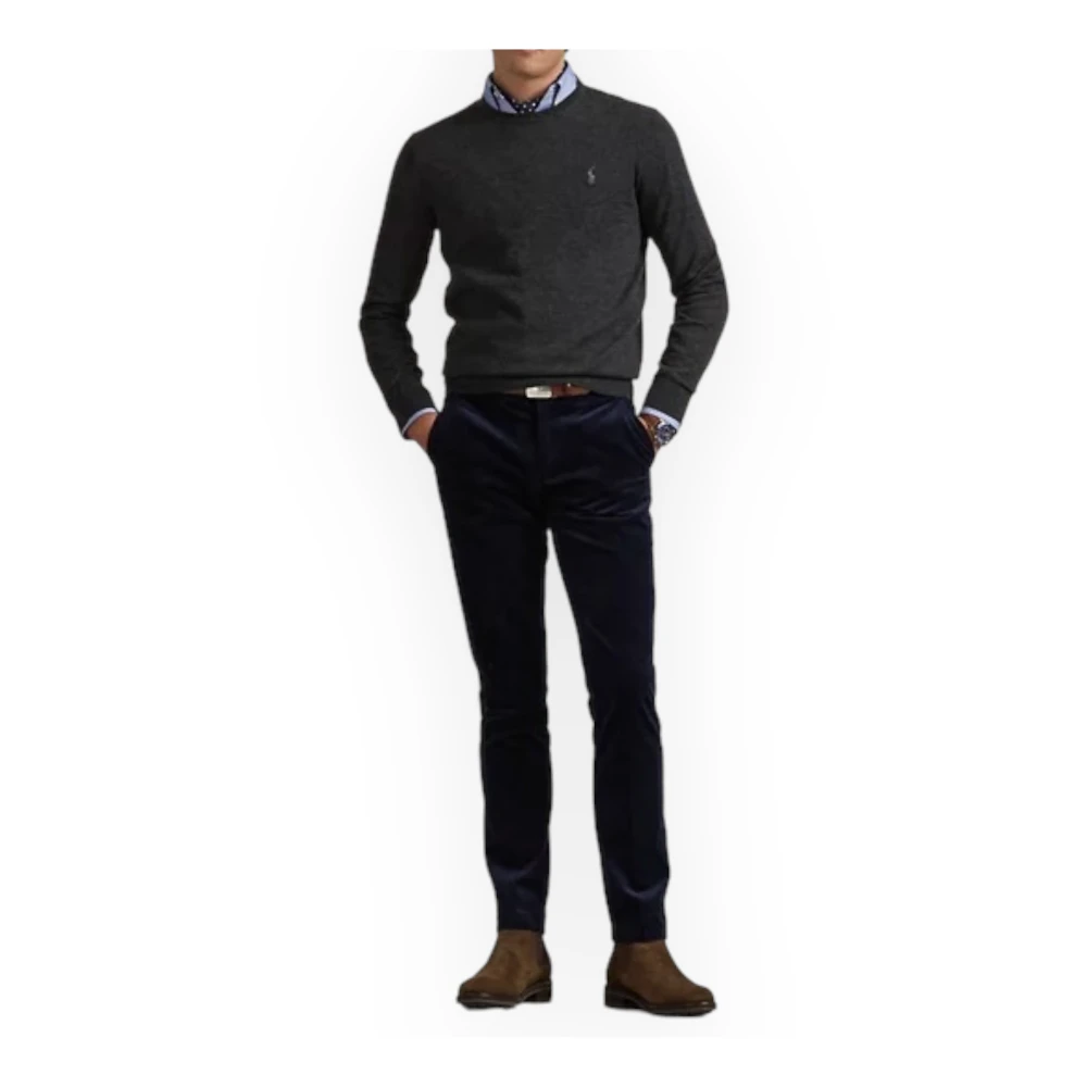 Polo Ralph Lauren Merino Wol Ronde Hals Trui Slim-Fit Gray Heren