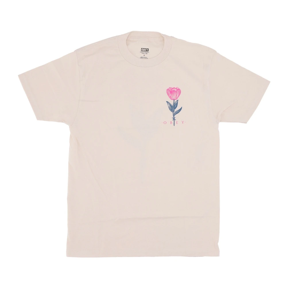 Obey Klassieke Bloemen T-shirt Crème Heren T-shirt Beige Heren