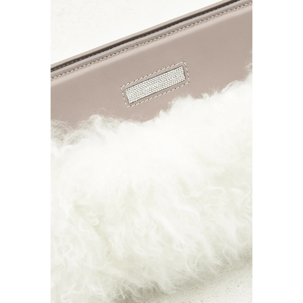 PESERICO Echte bont- en echt leren clutch tas White Dames