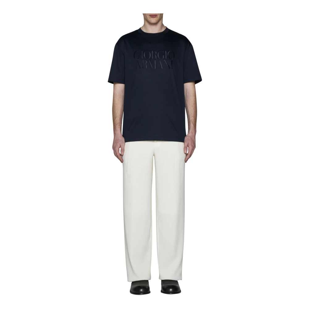 Giorgio Armani Blauwe Jersey Logo T-shirts Polos Blue Heren