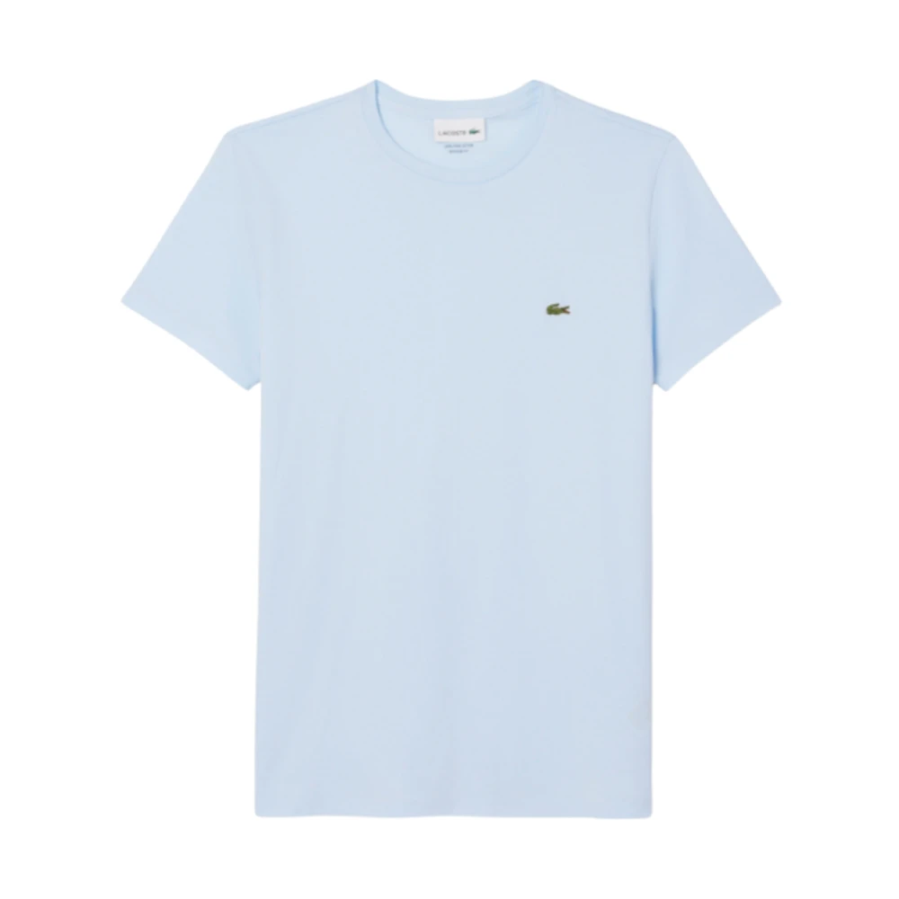 Lacoste Herr Blå Toppar L, Bomull, Pima Bomull T-Shirt (Ljusblå)