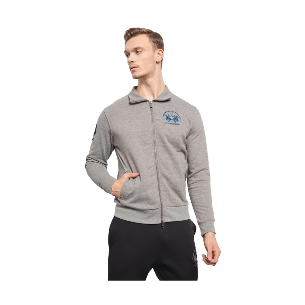 LA MARTINA Grijze Katoenen Zip-Up Sweatshirt Gray Heren