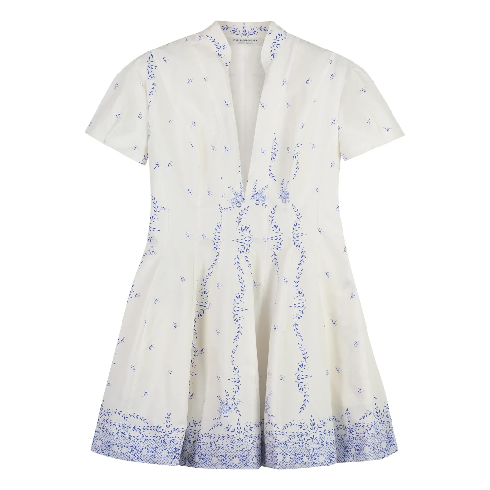 Philosophy di Lorenzo Serafini Uitlopende Katoenen Mini Jurk White Dames