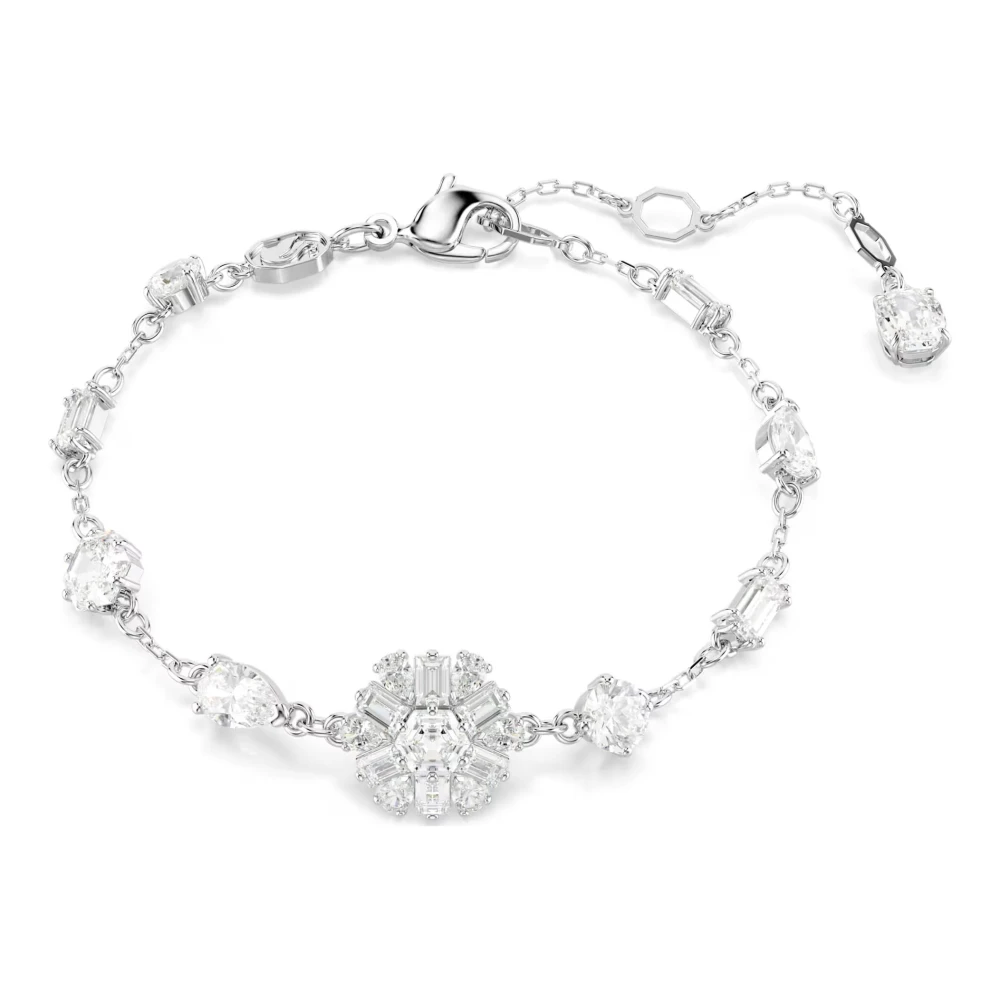 Swarovski Unisex White Idyllia Bracelet, Mixed Cuts, Snowflake, Rhodium Plated - Image 3