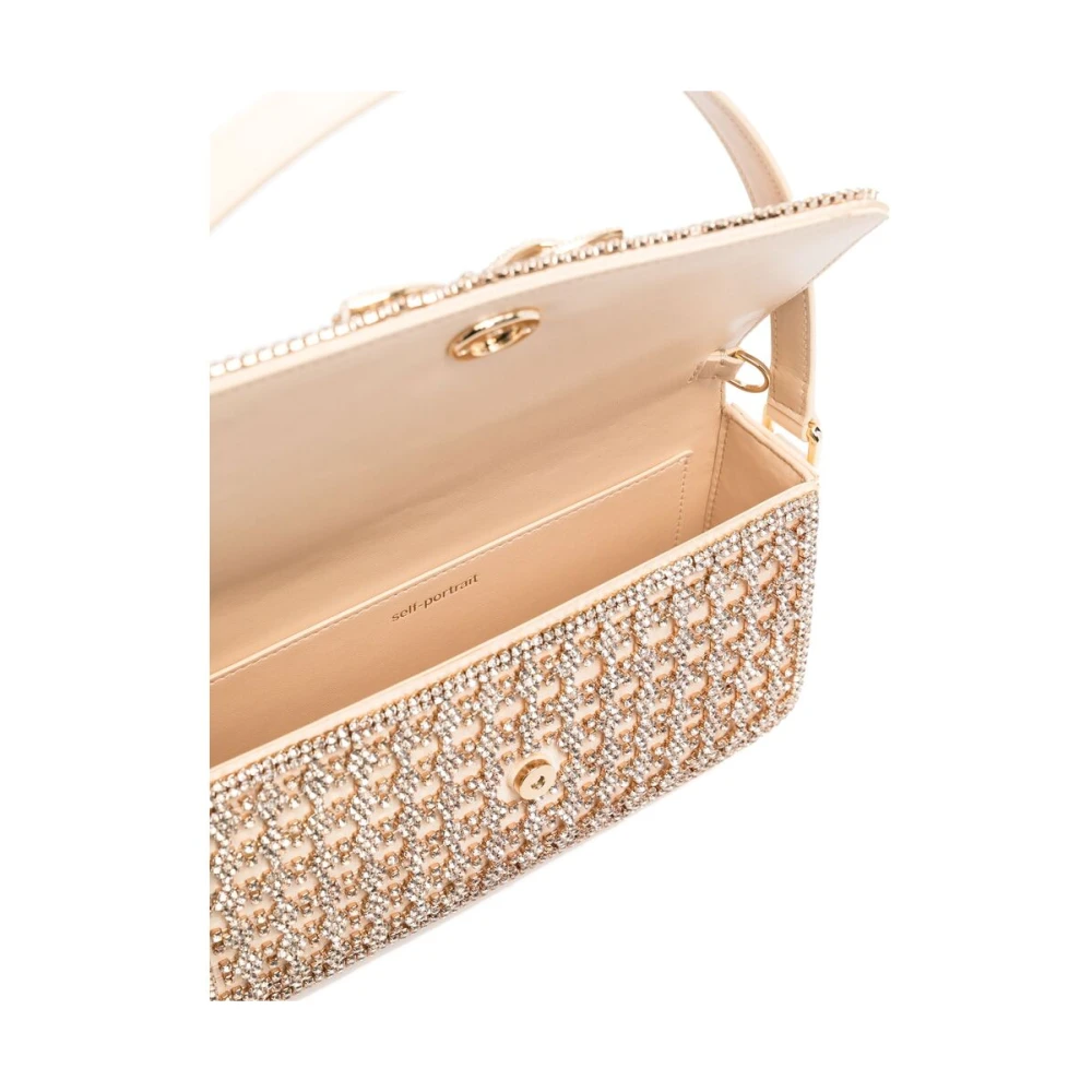 Self Portrait Beige Schoudertas met Kettingband Beige Dames