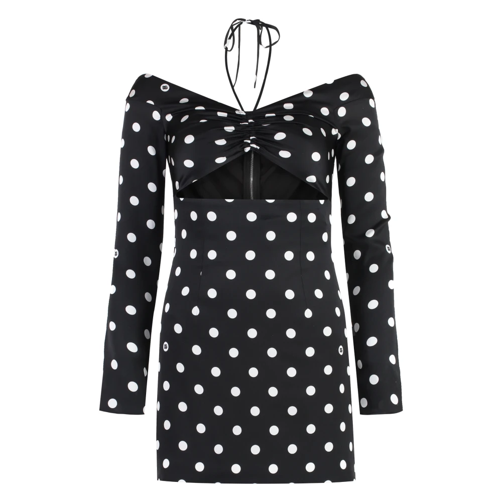 Dolce & Gabbana Zijden Polka-dot Mini Jurk Black Dames