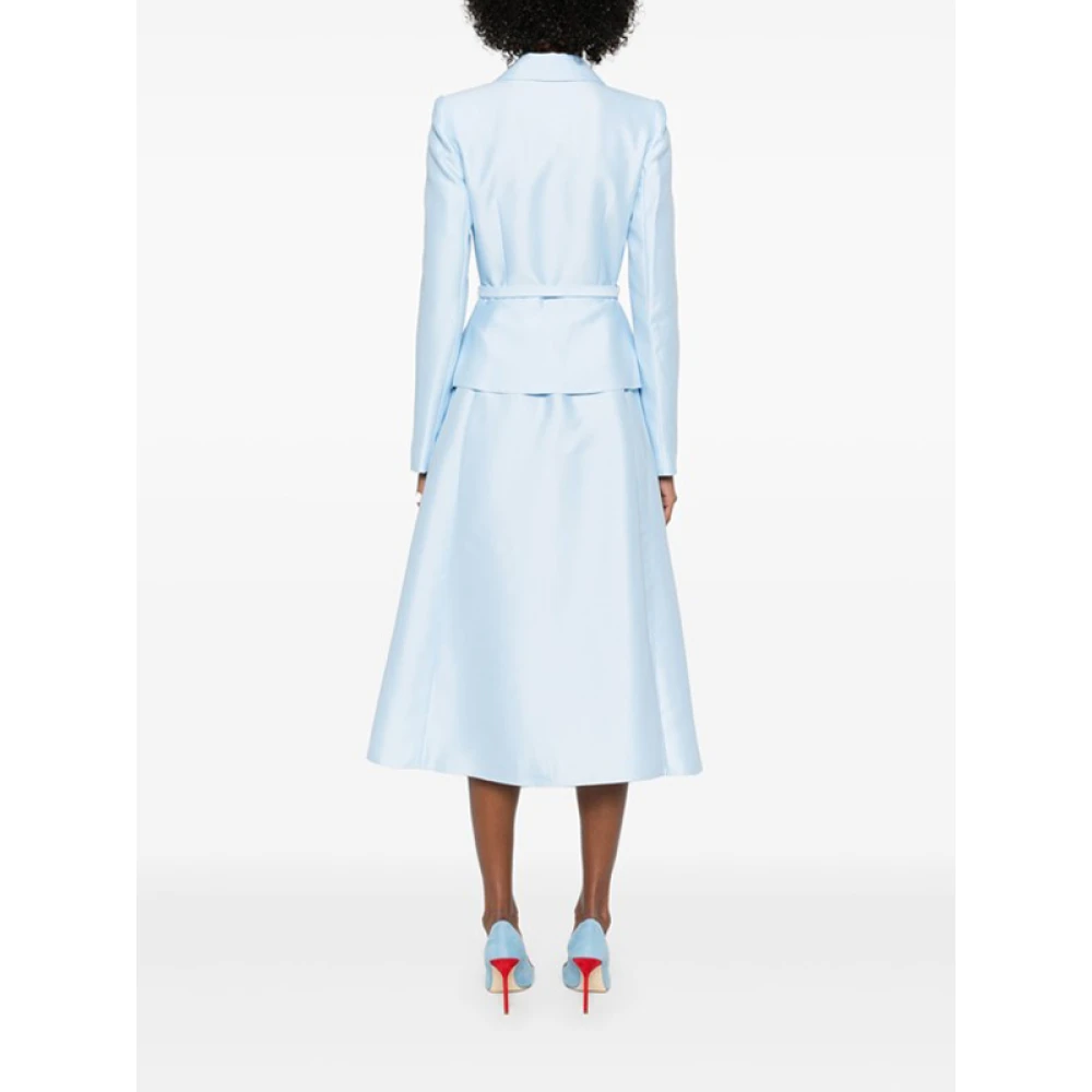 Self Portrait Lichtblauwe Taffeta Midi Jurk Blue Dames