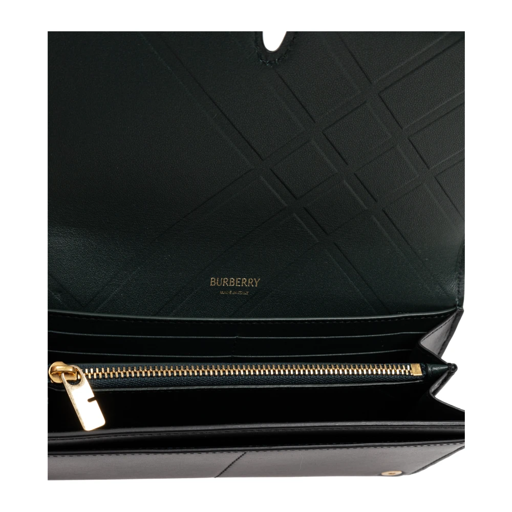 Burberry Leren portemonnee met logo Black Dames