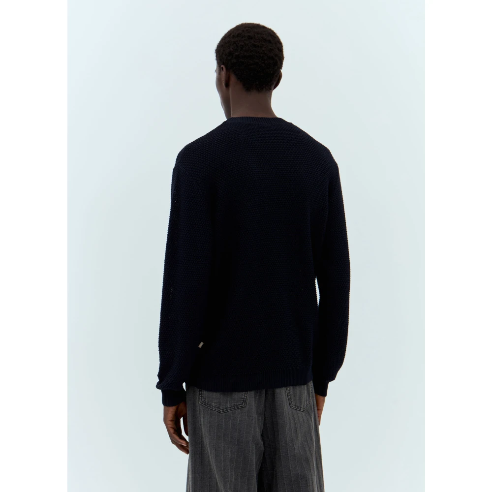A.p.c. Wafelgebreide Crewneck Sweater Blue Heren