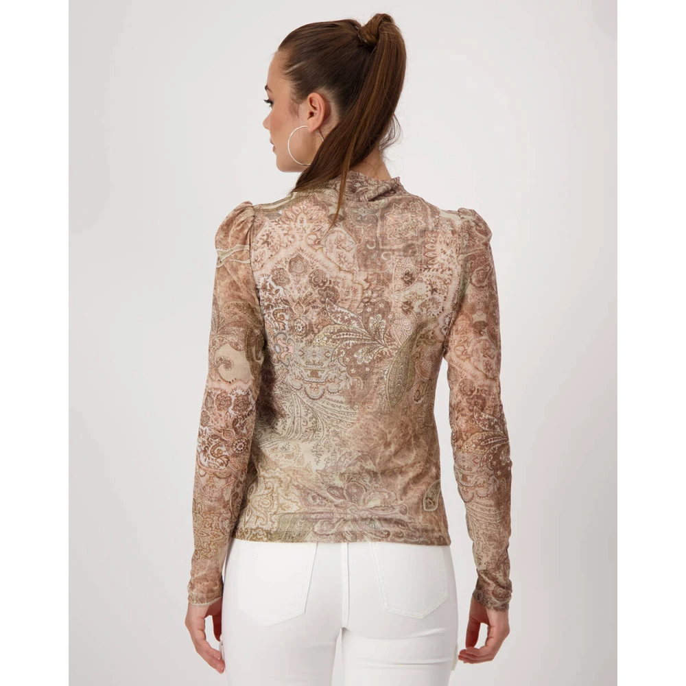 monari Lange Mouw Pullover Top Brown Dames